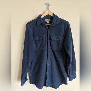 L.L. Bean Blue Casual  Fleece Button Down Shirt M